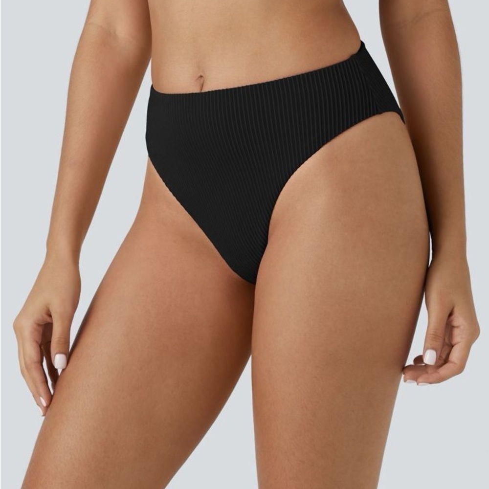 Halara Ribbed Mid Rise Bikini Bottom Swimsuit - Picture 3 of 4